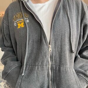 Michigan Gray Fleece Zip Up Hoodie